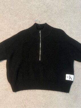 Calvin Klein Jeans Black Half-Zip Ribbed Knit Sweater